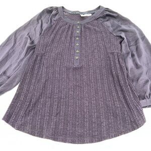 Anthropologie meadow rue purple partial button down long sleeve blouse xs